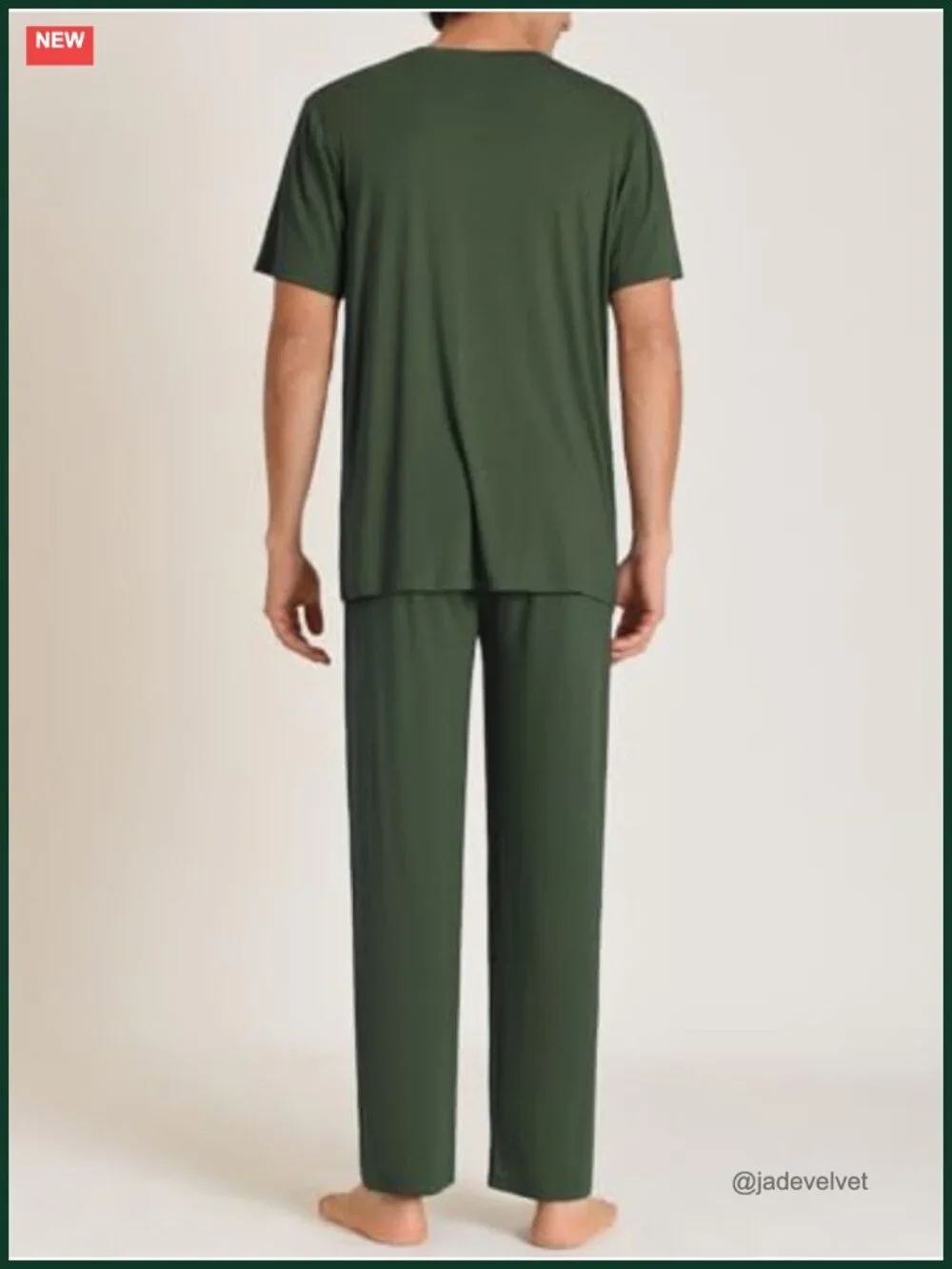 Men's Soft Pajama Set Viscose Short Sleeve Top with Pants